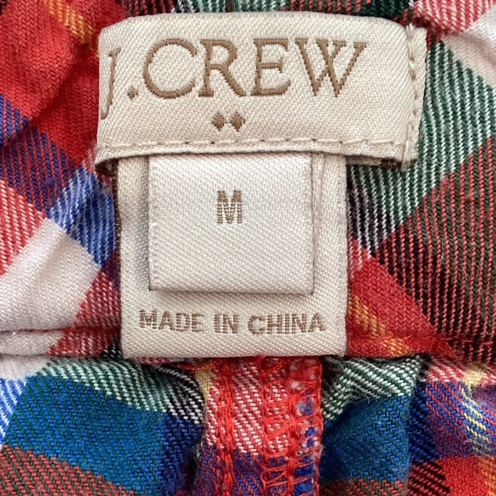 J. Crew Womens Red White Plaid Pajama Pants Cotton Tartan Pjs- Medium